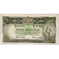AUSTRALIA 1953 . ONE 1 POUND BANKNOTE . COOMBS/WILSON . STAR NOTE